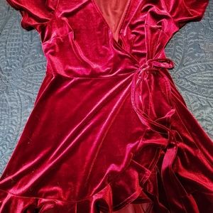 Velvet ruffle wrap dress size 12